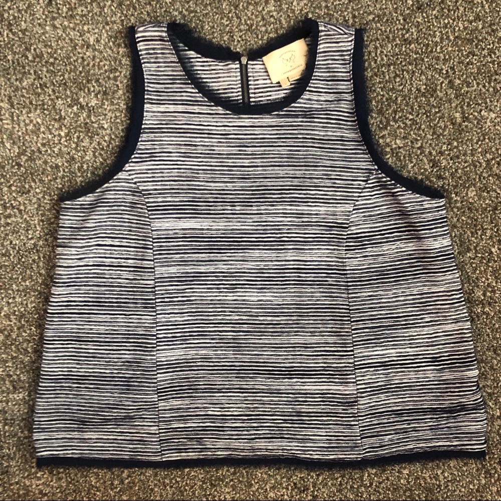 Anthropologie Navy & White Zipback Tank